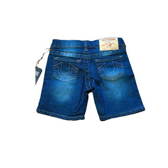 NWT TRUE RELIGION Boys Distressed Jean Shorts NWT Size 5 Dark Wash - Picture 6 of 9